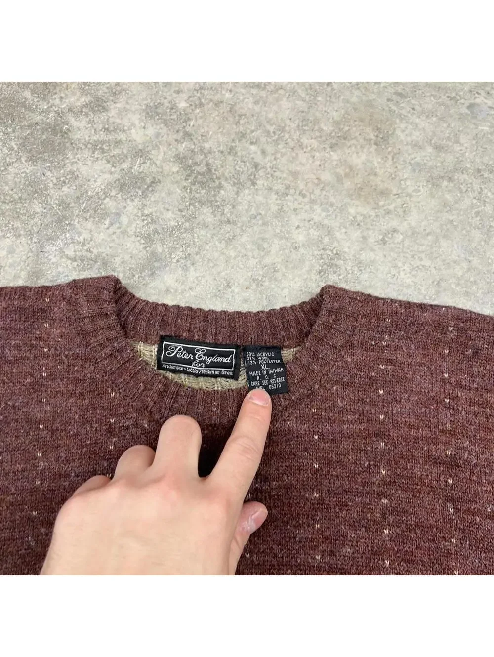vintage beige and tan striped knit sweater size xl